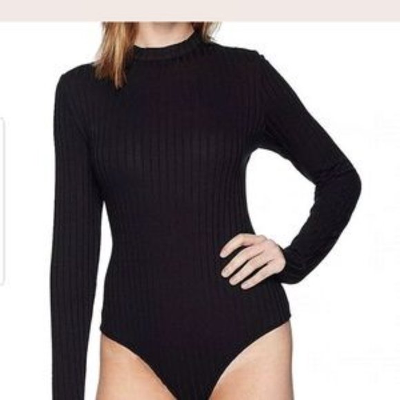 🆕 NWT - Kensie Open Back Long Sleeve Bodysuit In Black - Small - Picture 3 of 11